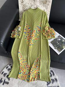 เดรสยาวทรงพลีทสีพื้น Miyake รุ่นใหม่ประจำฤดูร้อนปี 2026 สไตล์ลำลองหลวมๆ ลายเสือดาว ไซส์พลัสสำหรับผู้หญิง - Product Image 4