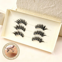 Faux cils demi-bande pré-collés effet œil de poupée, avec bande transparente, emballage personnalisé, pour grossistes de produits de beauté en Europe et en France