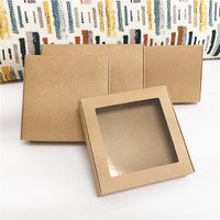Boîte en papier Kraft fenêtre transparente marron blanc emballage de fête boîte en carton