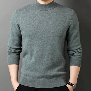 Base de malha camisola masculina Hedging alta qualidade personalizável cor sólida meia-alta pescoço manga comprida Slim Primavera e Outono - Product Image 1