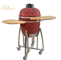 MCD Grilles de barbecue de 18 pouces Hauteur réglable Kamado Grilles de barbecue en argile de charbon de bois en céramique Charbon de bois intégré