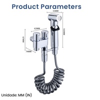 Ensemble de pistolet de pulvérisation pour bidet haute pression avec vanne inverseur bidirectionnelle, pulvérisateur de toilette mural portatif en acier inoxydable avec noyau de valve en céramique