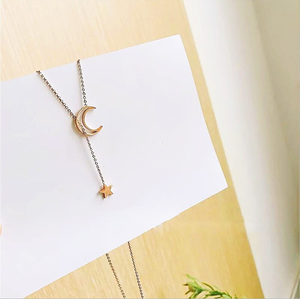 Oro puro de la joyería de las mujeres collar 18K oro Real <span class=keywords><strong>estrella</strong></span> y Luna collar de capa COLLAR COLGANTE de diamantes - Product Image 2