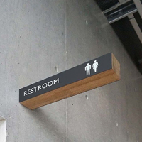 Plaque de signalisation personnalisable moderne, écologique et résistante à l'eau pour toilettes de centre commercial, bureau, porte de salle de bain, WC, en bois