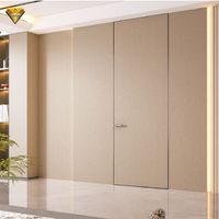 Porte cachée intérieure minimaliste de luxe, porte à charnières affleurante haut de gamme, cadre en aluminium et bois sans cadre, invisible, étanche, insonorisée, chambre à coucher