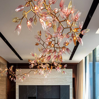Lustre Moderne de Luxe Léger pour Plafond de Maison, Lustre LED en Forme de Branche Fleurie pour Hall d'Entrée et Salle de Banquet