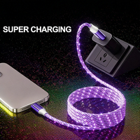 Câble de chargeur de données de type C lumineux, lumineux et fluide à LED pour téléphone portable