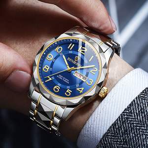 Nouvelle Montre Homme de Luxe à Quartz Ronde 2026, Double <span class=keywords><strong>Calendrier</strong></span>, Étanche, Affichage Lumineux, Bracelet en Acier Inoxydable, Cadran Numérique, Style Business Décontracté - Product Image 1