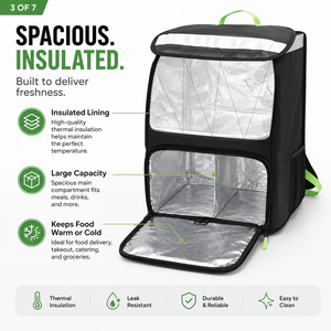 Sac à dos isotherme pour livraison de nourriture 1680D Oxford, imperméable, avec bande réfléchissante pour moto, scooter, Uber Eats - Product Image 5