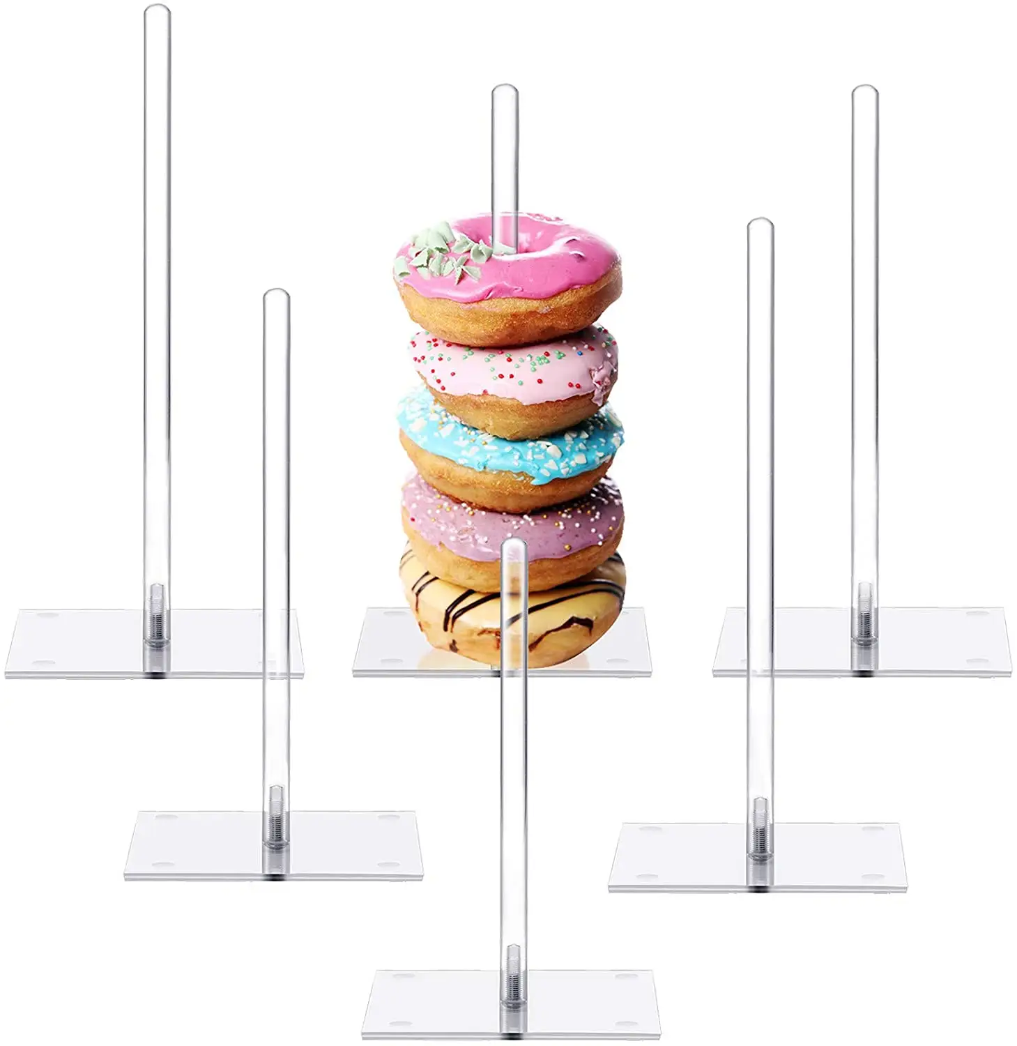 Acrylic Donut Wall Stand Clear Donut Display Holder With Hexagon Base Bubble Acrylic Rods Round Donut Stand Acrylic