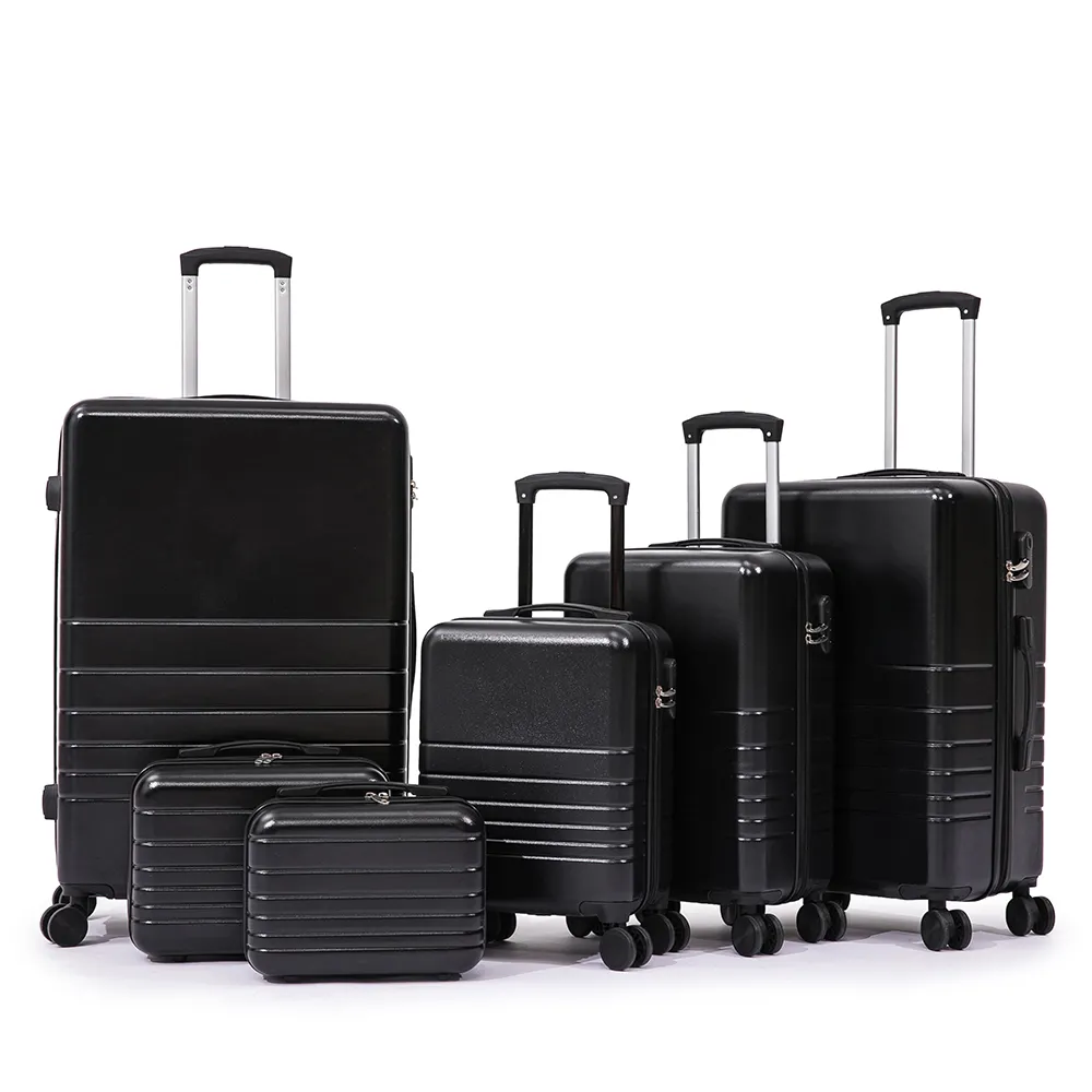 Kustom ABS Tas jinjing koper putih 6 potong tas cangkang keras set bagasi perjalanan dengan roda putar koffer