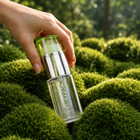 Nouvelle vente en gros de flacons pompe en plastique transparents de 25 ml et 30 ml avec distributeur doré ou argenté pour cosmétiques, lotions, sérums et huiles