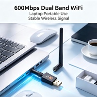 Adapter WiFi USB 600Mbps Murah Laris Manis Dual Band 2.4G+5G Kartu Jaringan Nirkabel dengan Antena untuk Desktop Laptop