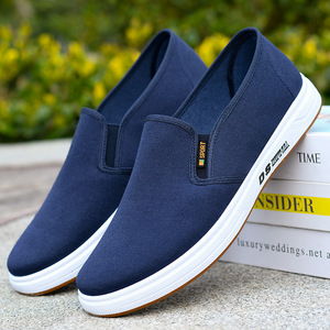Men's Casual Breathable Soft-Soled Canvas <strong>Shoes</strong> Pure Cotton Fabric Lining Spring Autumn Work Slip-On <strong>Shoes</strong> for Foreign Trade - Product Image 1
