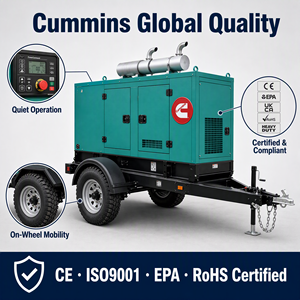 Generadores diésel silenciosos de 20kw, 24kw, 30kw, 50kw, 25kva, 30kva, 38kva con motor Cummins, Yuchai, Weichai, Parknis, con certificaciones EAC, EPA, CE, ISO, UKCA - Product Image 2