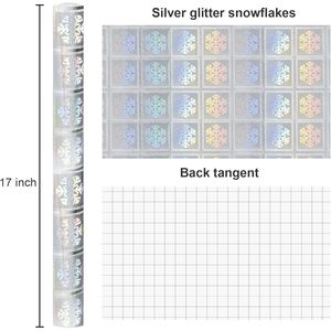 Papel de Regalo Holográfico Plateado con Diseño de Copos de Nieve, Rollo Mini de 17 Pulgadas x 32.8 Pies para Manualidades Navideñas y Empaquetado - Product Image 6