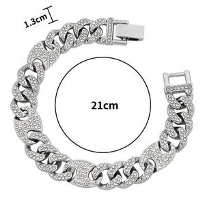 Bracelet cubain en cristal serti de pierres, style simple et tendance, pour hommes et femmes, style hip-hop - Product Image 5