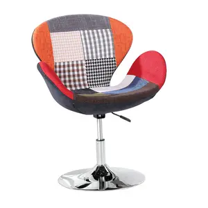 DCE-907Y托普威尔创新产品现代金属铬底座休闲家居吧椅高度可调织物旋转沙发椅