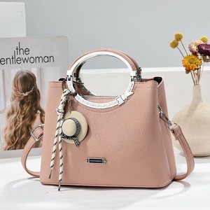 Tote <b>Bag</b> Maroon Lychee Pattern With Pendant Shoulder <b>Crossbody</b> <b>Bag</b> For Women Leisure Travel - Product Image 3