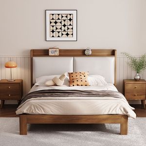Cama Tapizada de Madera Maciza de 1.8M, Tamaño King, Muebles de Dormitorio Modernos y Minimalistas, Cama Doble con Diseño de Caja de Almacenamiento - Product Image 1
