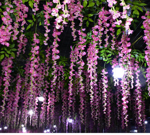 Fleurs de soie de glycine en gros pour décoration de <span class=keywords><strong>mariage</strong></span>, fleurs artificielles suspendues pour mariages <span class=keywords><strong>et</strong></span> événements - Product Image 3