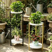 Support à plantes à 2 niveaux en métal avec étagères en marbre, moderne, pour décoration intérieure, vente en gros, directement de l'usine, écologique