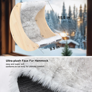 लकड़ी के चंद्रमा के आकार की बिल्ली की खिड़की पालतू जानवरों के लिए एक नरम और गर्म स्थान प्रदान करता है। - Product Image 2