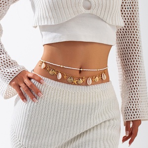 Cadena de Cintura para Mujer, Joyería de Cadena para el Cuerpo, Chapada en Oro, con Perlas y Conchas, Colgante de Estrella de Mar, Cadena para el Vientre, Joyería de Playa - Product Image 3