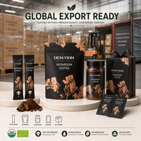 Poudre de café aux champignons 5-en-1 fonctionnelle OEM ODM, base riche en Arabica, mélange de boisson énergisante instantanée, directement de l'usine