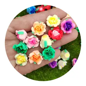 Hot Populaire 100 Stks/partij 10*15Mm Polymeerklei Roos Bloem Kralen Losse Hete Klei Kralen Bedels Voor Sieraden Ambachten Maken Diy