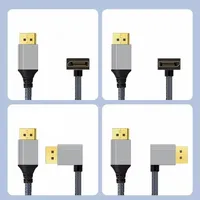 Câble adaptateur DP 4K HDR 60Hz 2.1 à angle droit/haut/bas/gauche pour connexion mâle-mâle pour ordinateur portable, PC, jeux, HDTV, PVC