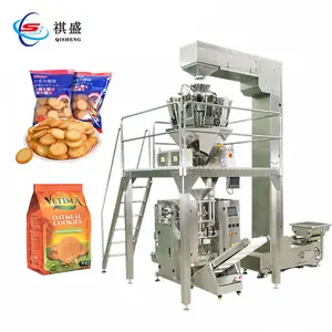 Horizontal Tray Biscuit Cracker Flow Seal Packaging Machine Soda Sandwich Cookie Double Chute Wrapping Packing Machine