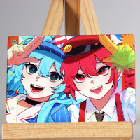 Porte-clés en acrylique à effet lenticulaire 3D imprimé UV en gros, motif dessin animé, forme rectangulaire, trois motifs interchangeables