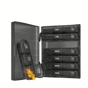 Boîte à pilules hebdomadaire portable à 21 compartiments, organiseur personnalisé pour 7 jours, étui de voyage pour vitamines et médicaments, rangement en plastique pour 3 prises quotidiennes - Product Image 1