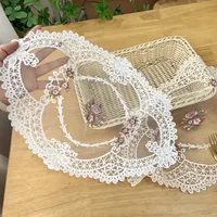 Napperon de table décoratif en polyester brodé de dentelle, style européen, écologique, motif floral vintage, pour table basse et photos