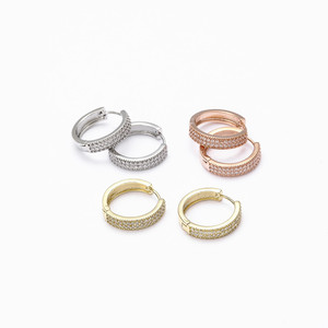<b>Huggie</b> Earrings S925 Sterling <b>Silver</b> Copper Plated Gold Round Zirconia Micro Insert Geometric Pattern Gift Jewelry - Product Image 1