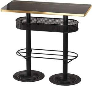 Base de Mesa de Bar de Metal Doble con Cesta de Almacenamiento, Pata de Mesa Ovalada de Acero Contemporánea para Exteriores, para Cafetería o Restaurante - Product Image 3
