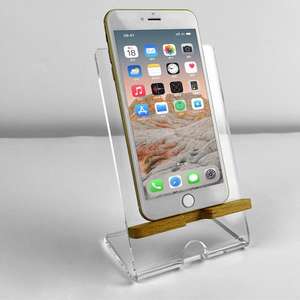 Soporte acrílico transparente para <span class=keywords><strong>teléfono</strong></span> móvil personalizado, altura plana, aumento de escritorio, soporte perezoso con maceta, características de uso, estante de almacenamiento - Product Image 2