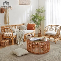 Sofá Cama Doble de Madera Maciza Moderna para Hotel u Hogar, con Ratán Natural, para Tres Personas, Impermeable, con Protección Solar, Chaise Longue de Descanso