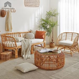 Combinação de Sofá-Cama de Casal para Três Pessoas em <span class=keywords><strong>Rattan</strong></span> Natural para Hotel e Alojamento Local, Chaise Longue de Lazer Impermeável e com Proteção Solar - Product Image 3