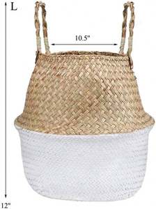 天然竹ロールトップブレッドボックス家庭用汚れた洗濯バスケット織りの浅い収納耳ハンドル付きインドネシア籐市場 - Product Image 2