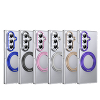Étui de téléphone magnétique transparent avec support rotatif en métal pour Samsung Galaxy Z Fold 8 Ultra 7 avec protection d'écran