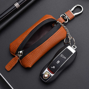 Porte-clés durable Porte-clés à fermeture éclair Porte-clés de poche Organisateur Pochette Porte-clés de voiture en cuir PU - Product Image 3