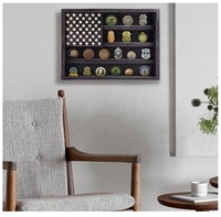 Drapeau américain en bois gouvernement défi militaire porte-monnaie affichage médaille vitrine porte-monnaie cadre d'affichage