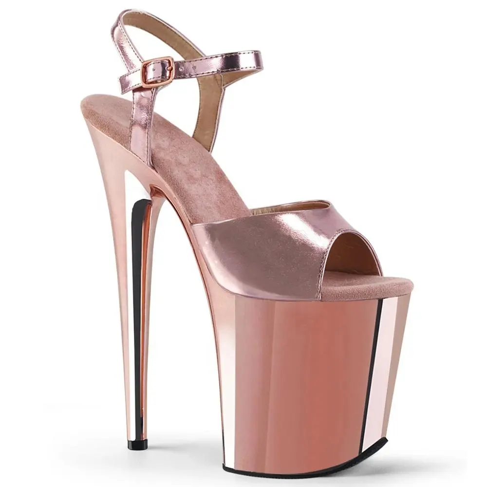 20 Cm Super High Heels Sandal Stiletto dengan Catwalk Perjamuan Sepatu Satu Tombol Platform Tahan Air Tiang Menari Sandal