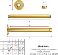 Support de vêtement en métal vintage de 12 pouces pour vêtements de tuyau industriel en or support de vêtement en métal robuste pour affichage de vêtements de garde-robe basse pression
