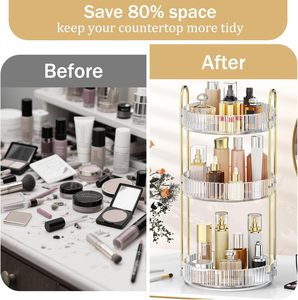 360 Degrees Rotating Makeup Perfume Organizer Injection Technics Eco-Friendly PET Material Multifunction Custom Logo Storage Box - Product Image 4