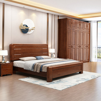 Meubles de chambre à coucher Moderne, léger, de luxe, grande taille Lit double en bois massif personnalisé à prix d'usine Lits en bois à vendre