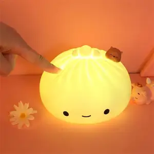 Veilleuse Kawaii en silicone pour bébé mignon, lampe de nuit pour chignon en peluche