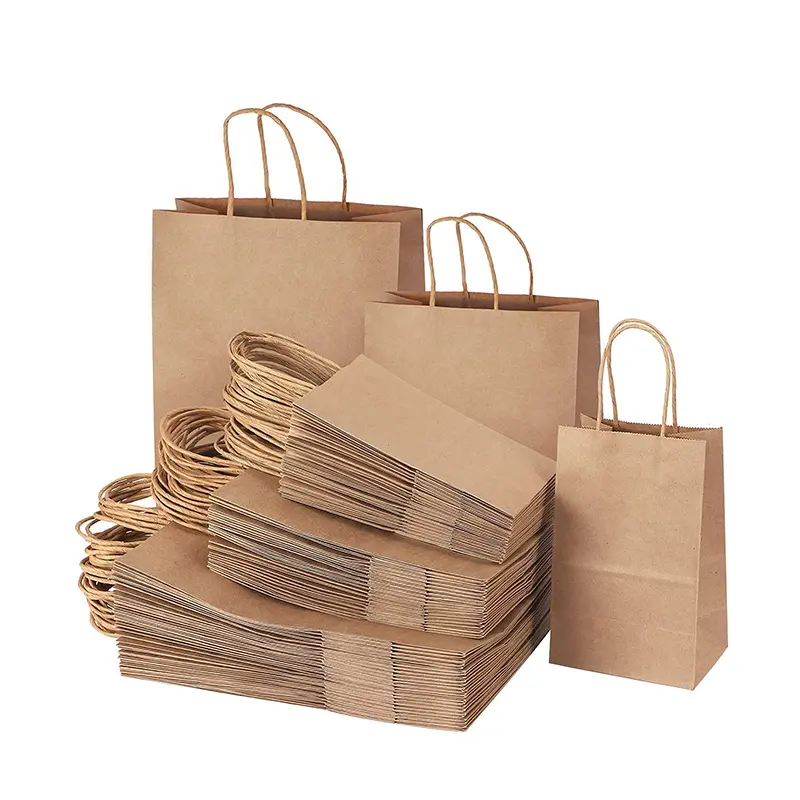 Factory Supplier Food Bag Takeaway Packaging Flat Gift Paper Bag with Logo Print Custom